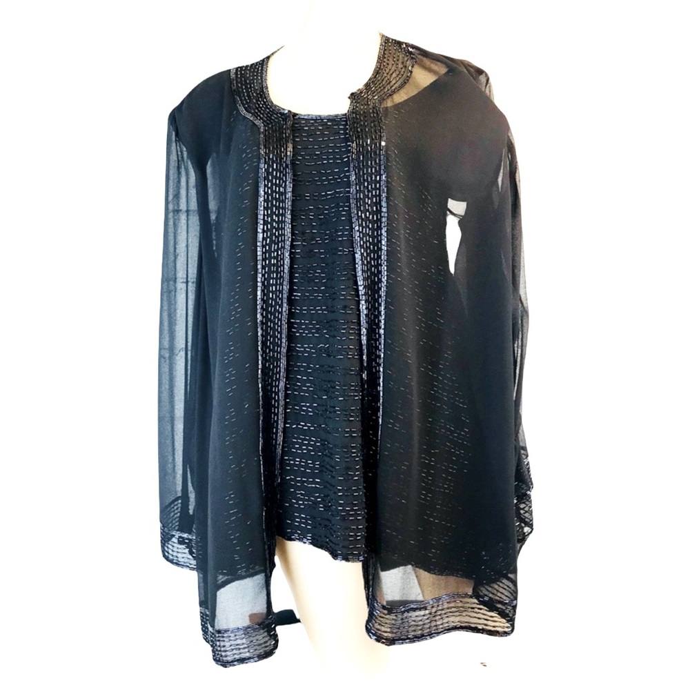J- KARA New York Vintage Formal Beaded Top & Jacket Sz 3X Evening Wear Cocktail - Picture 1 of 9